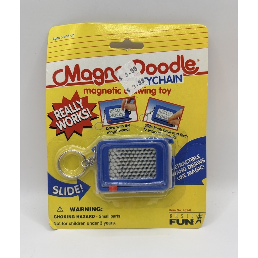 Basic Fun Magna Doodle Keychain Blue Vintage 1996 Magnetic Drawing Toy NEW!!